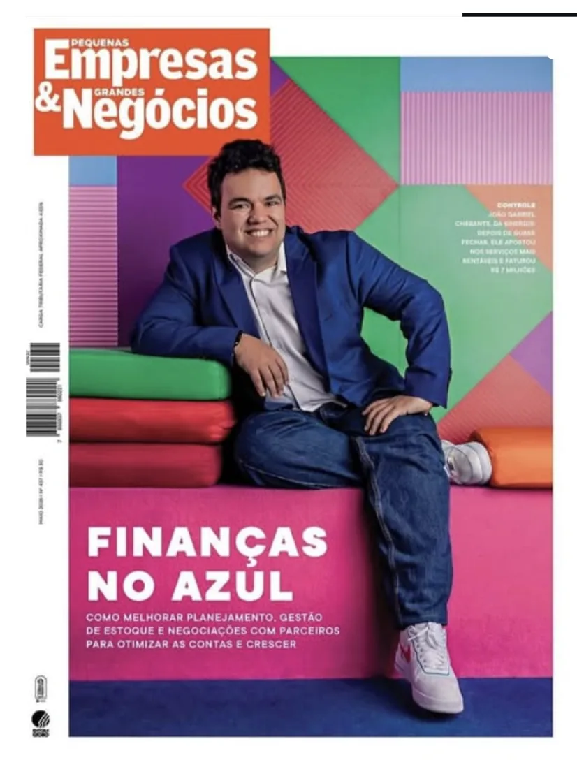 Capa da revista Pequenas Empresas & Grandes Negócios com João Gabriel Chebante, da Sinergis